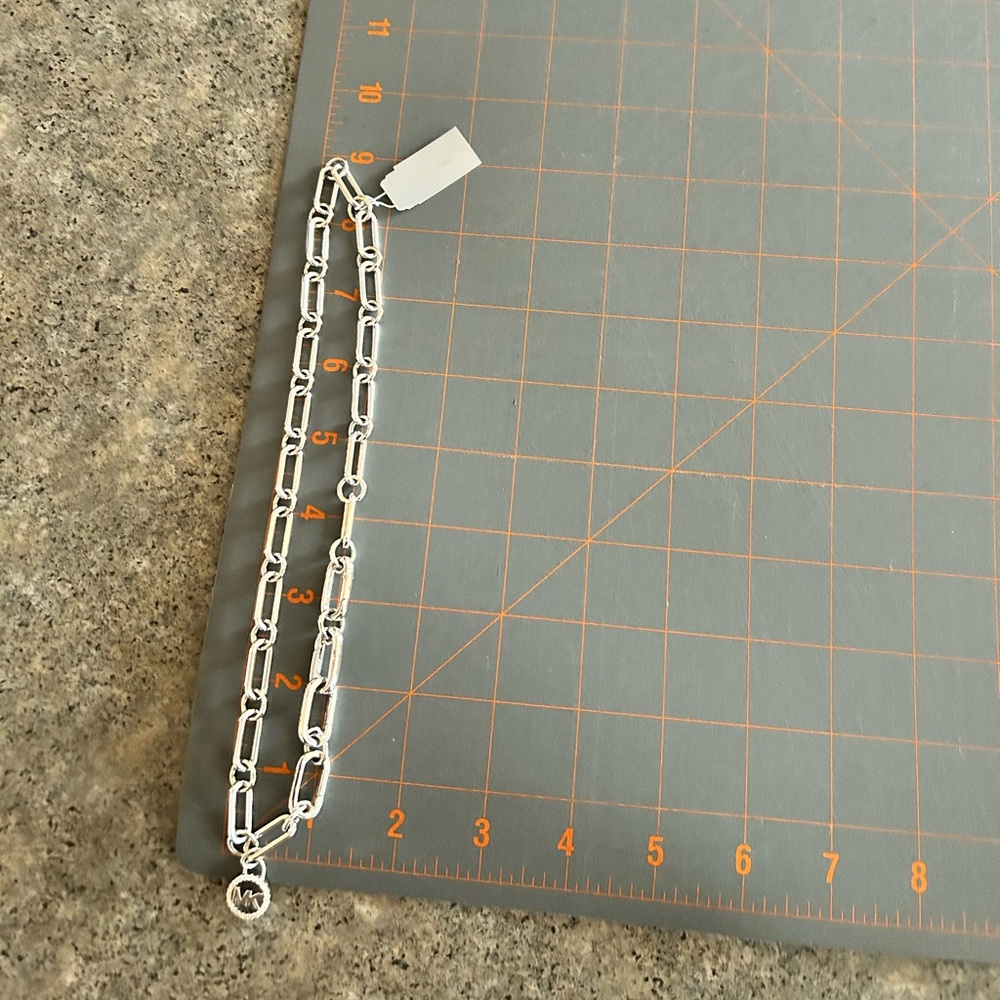 📿 [Michael Kors] NWT Custom Heavy Link Logo 925 Sterling Silver Necklace 18-19” - Picture 7 of 10
